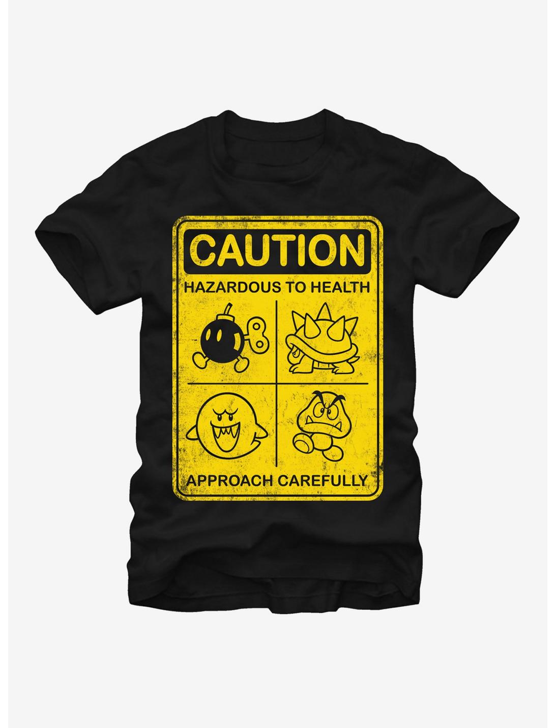 Nintendo Mario Enemies Caution Sign T-Shirt