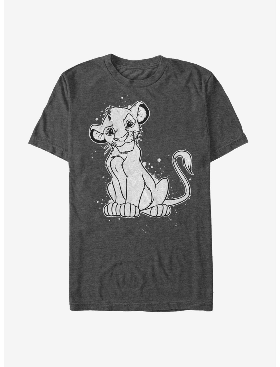 Lion King Simba Smirk Paint Splatter Print T-Shirt