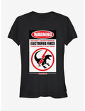 Jurassic World Warning Electrified Fence Girls T-Shirt
