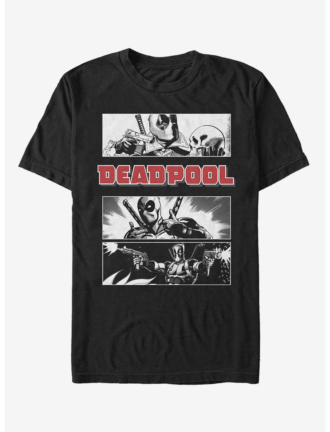 Marvel Deadpool Grayscale Comic Panels T-Shirt