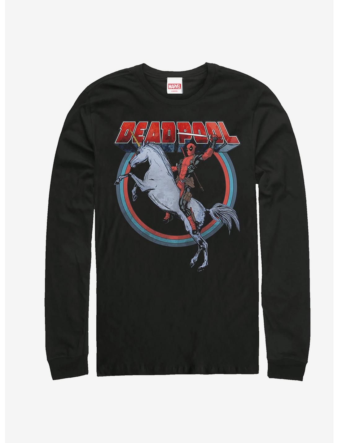 Marvel Deadpool On Unicorn Long-Sleeve T-Shirt