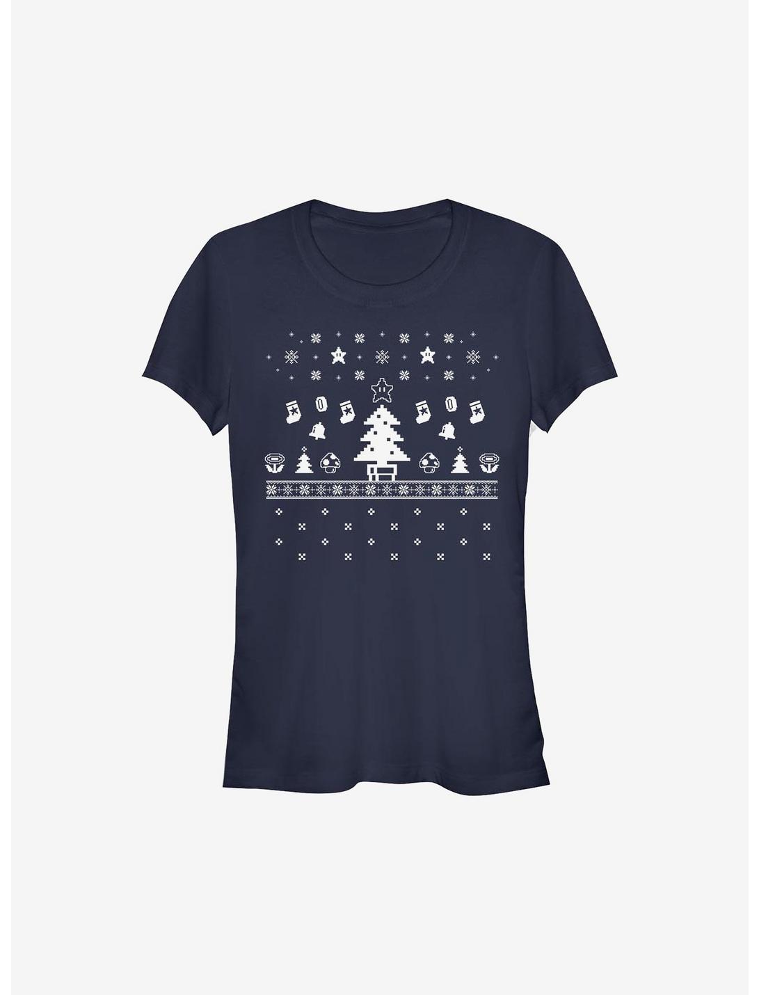 Super Mario White Christmas Girls T-Shirt