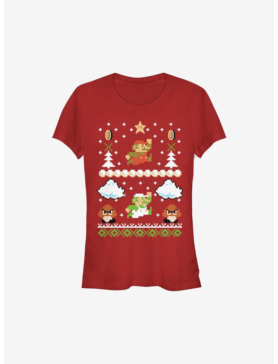 Super Mario Christmas Game Girls T-Shirt