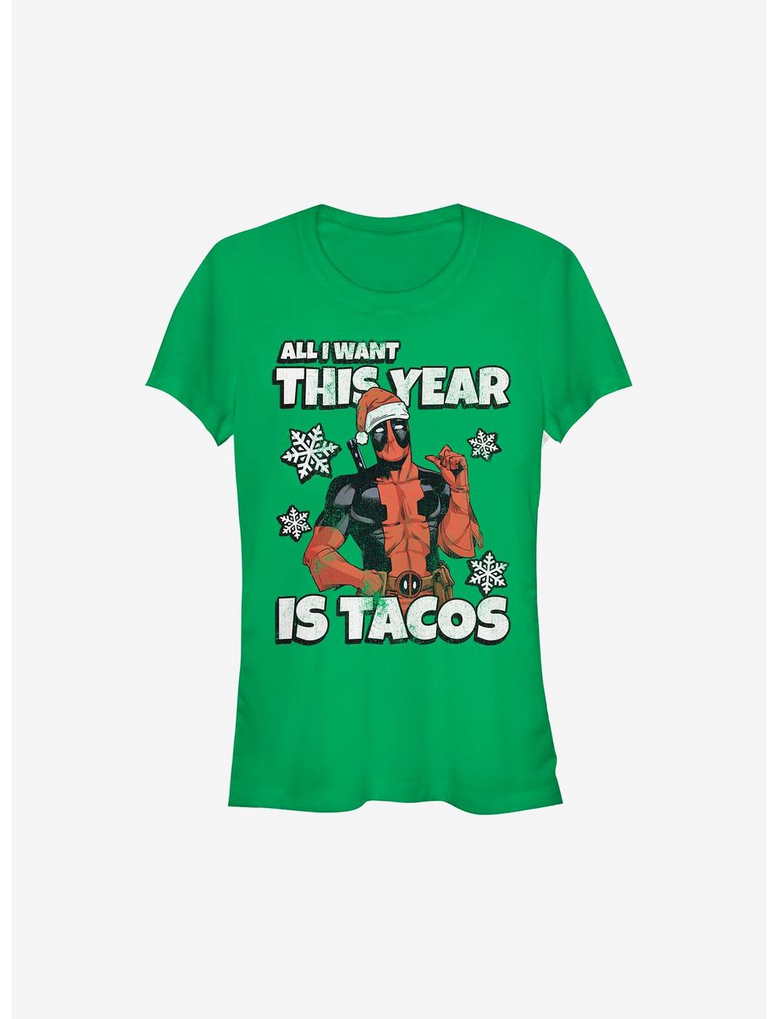 Marvel Deadpool All I Want Is Tacos Holiday Girls T-Shirt