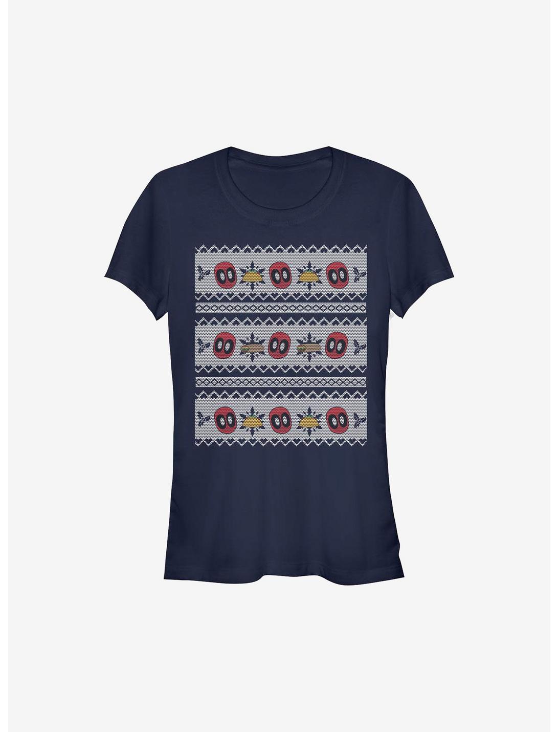 Marvel Deadpool Christmas Pattern Sweater Girls T-Shirt