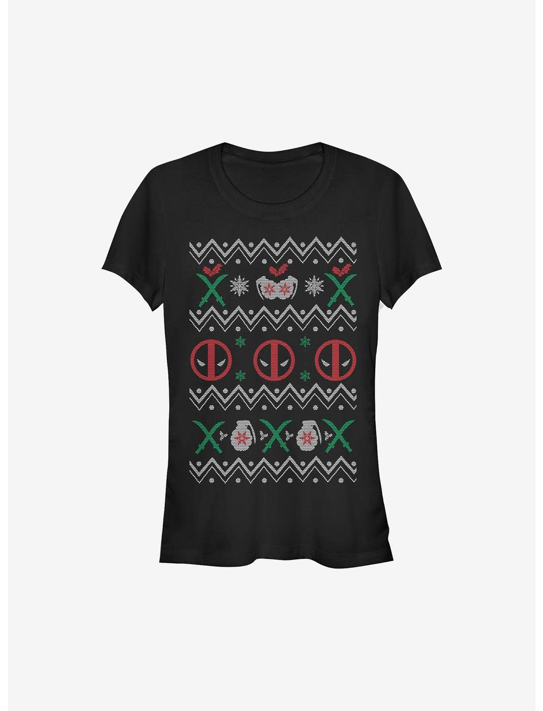 Marvel Deadpool Ugly Christmas Sweater Girls T-Shirt