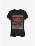 Marvel Deadpool Face Ugly Christmas Sweater Girls T-Shirt