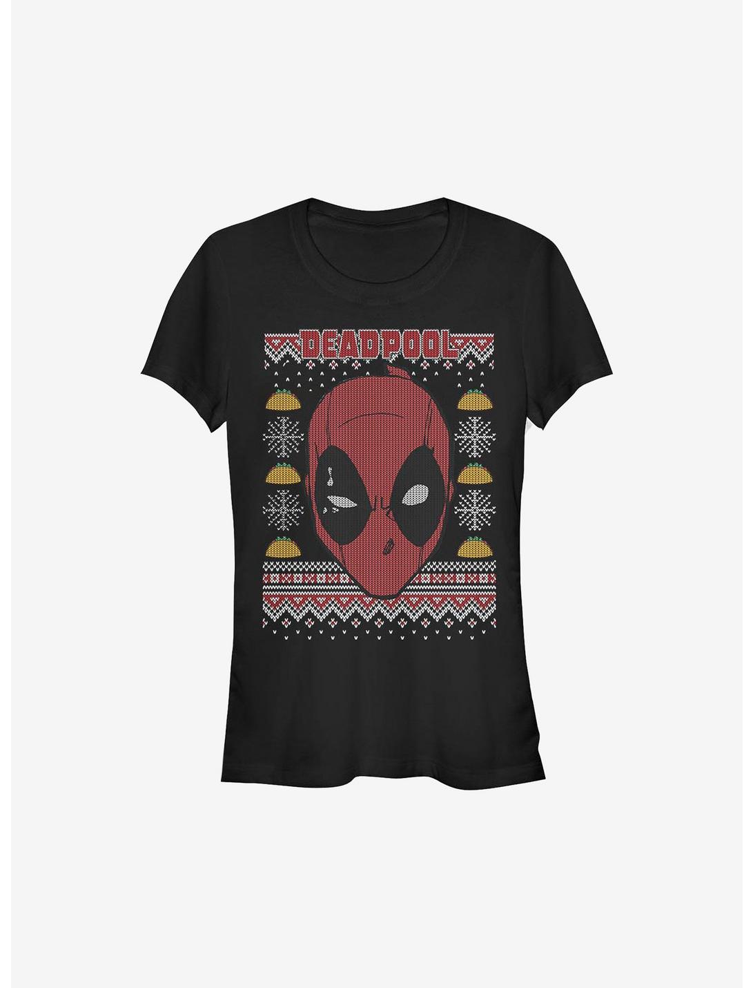 Marvel Deadpool Face Ugly Christmas Sweater Girls T-Shirt