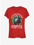 Marvel Deadpool Coming To Town Christmas Girls T-Shirt