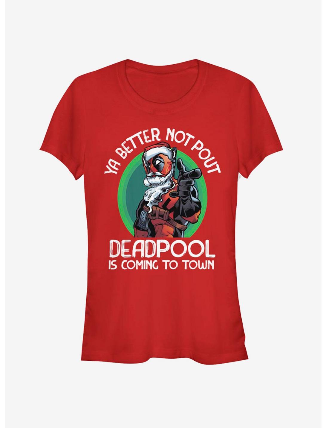 Marvel Deadpool Coming To Town Christmas Girls T-Shirt