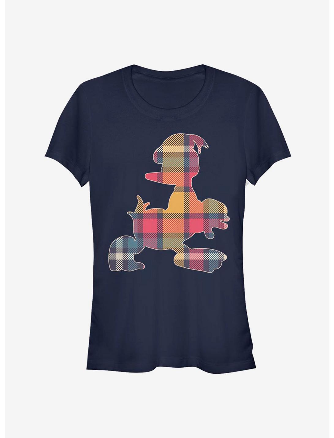 Disney Donald Duck Plaid Outline Classic Girls T-Shirt