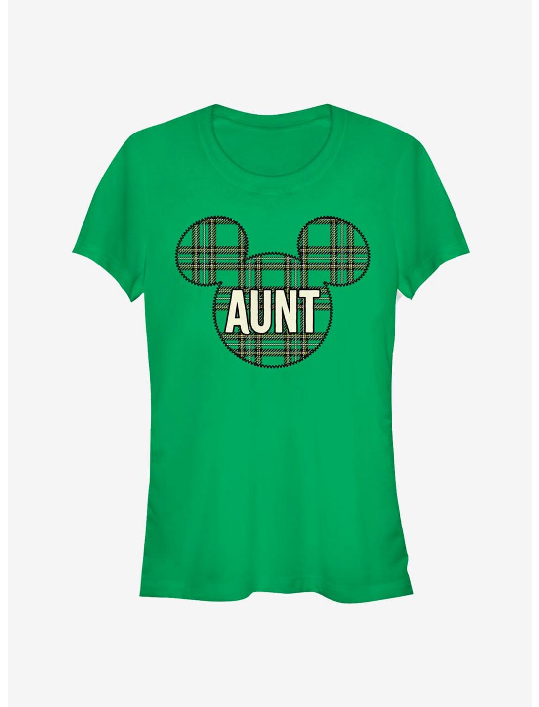 Disney Mickey Mouse Head Plaid Aunt Classic Girls T-Shirt