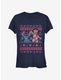 Disney Lilo & Stitch Christmas Hawaiian Pattern Girls T-Shirt