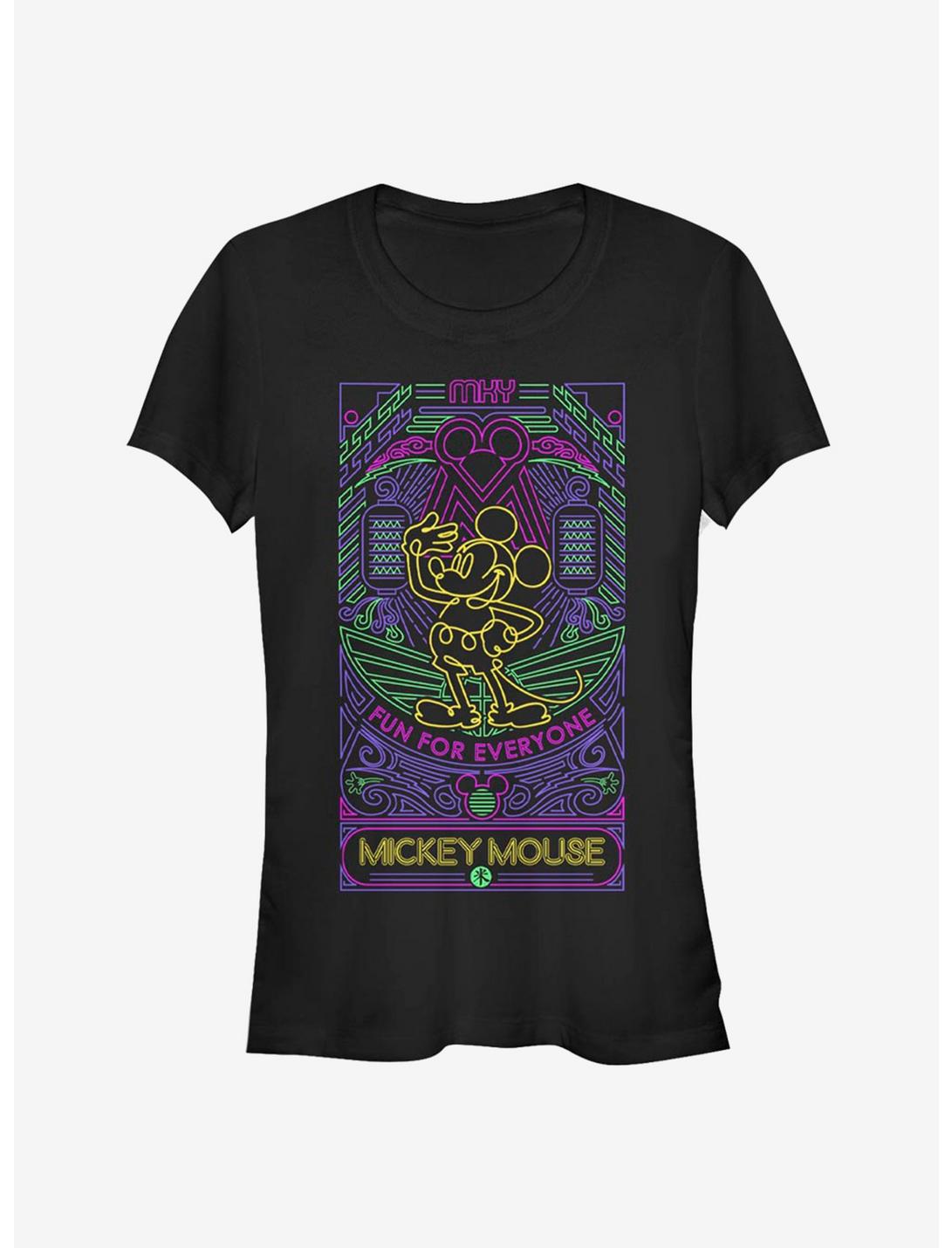 Disney Mickey Mouse Neon Line Art Classic Girls T-Shirt