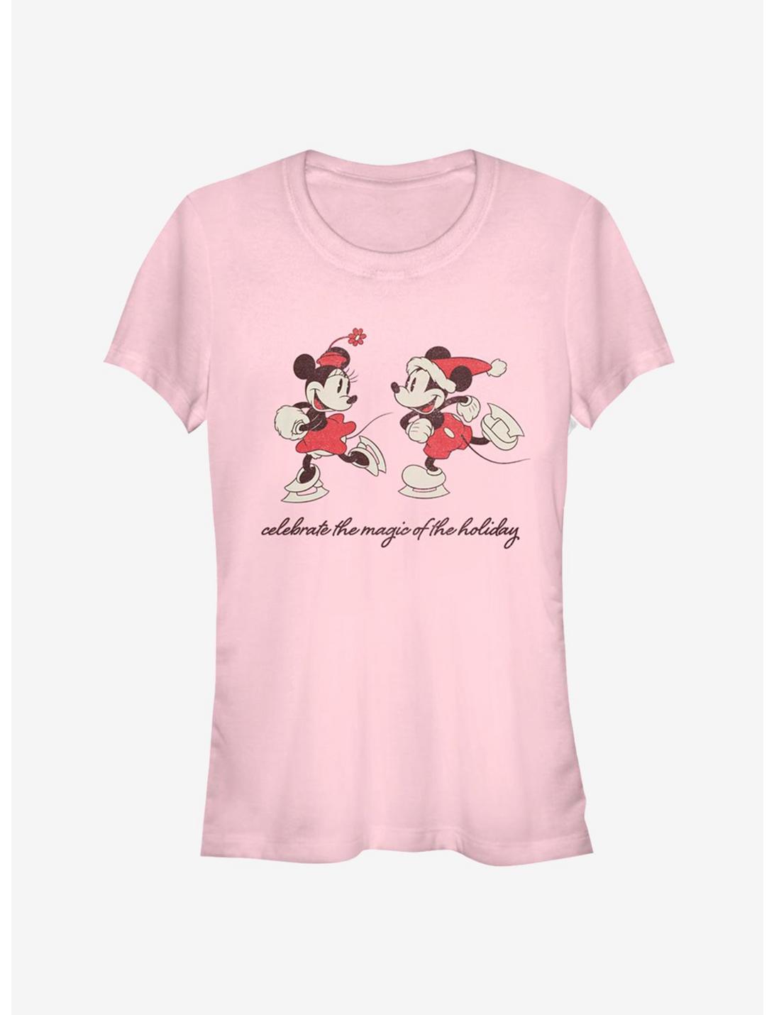Disney Mickey Mouse & Minnie Mouse Vintage Holiday Skaters Girls T-Shirt