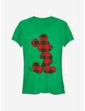 Disney Mickey Mouse Holiday Plaid Outline Classic Girls T-Shirt