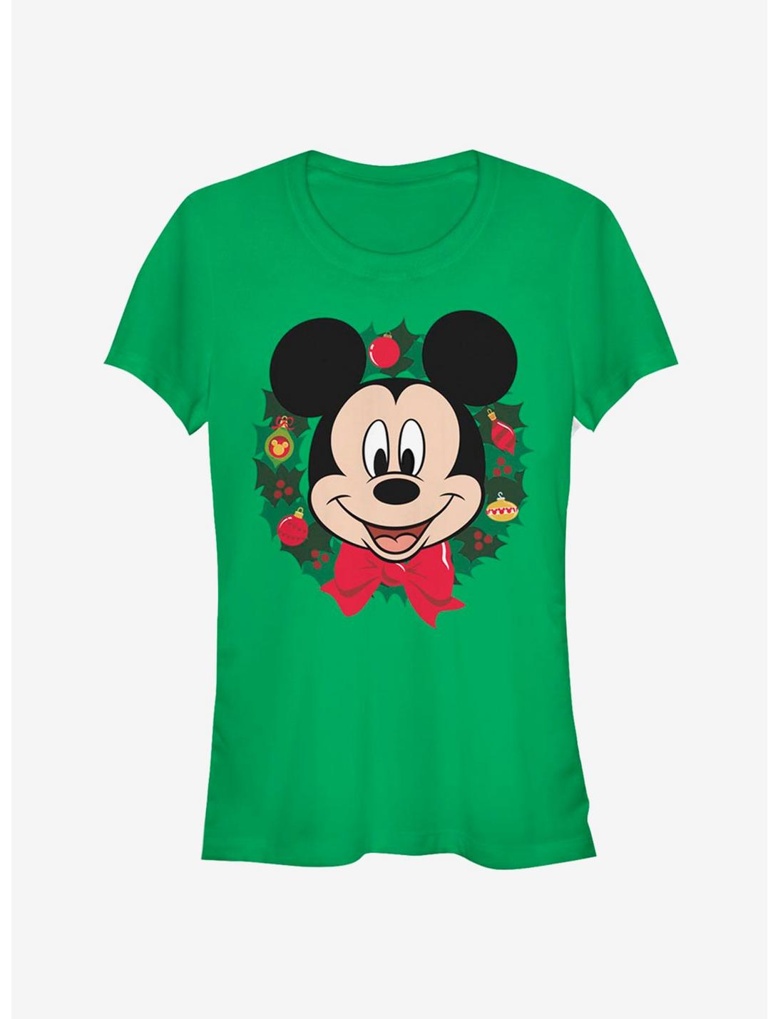 Disney Mickey Mouse Face Holiday Wreath Classic Girls T-Shirt