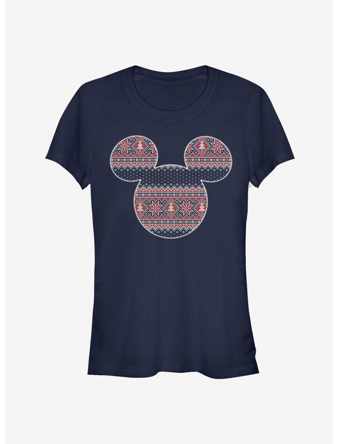 Disney Mickey Mouse Head Holiday Sweater Outline Classic Girls T-Shirt