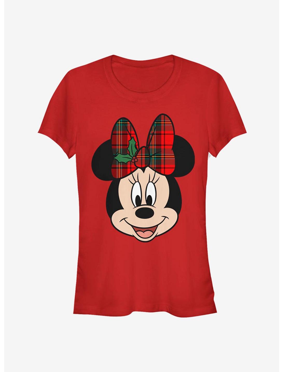 Disney Minnie Mouse Plaid Holiday Bow Classic Girls T-Shirt