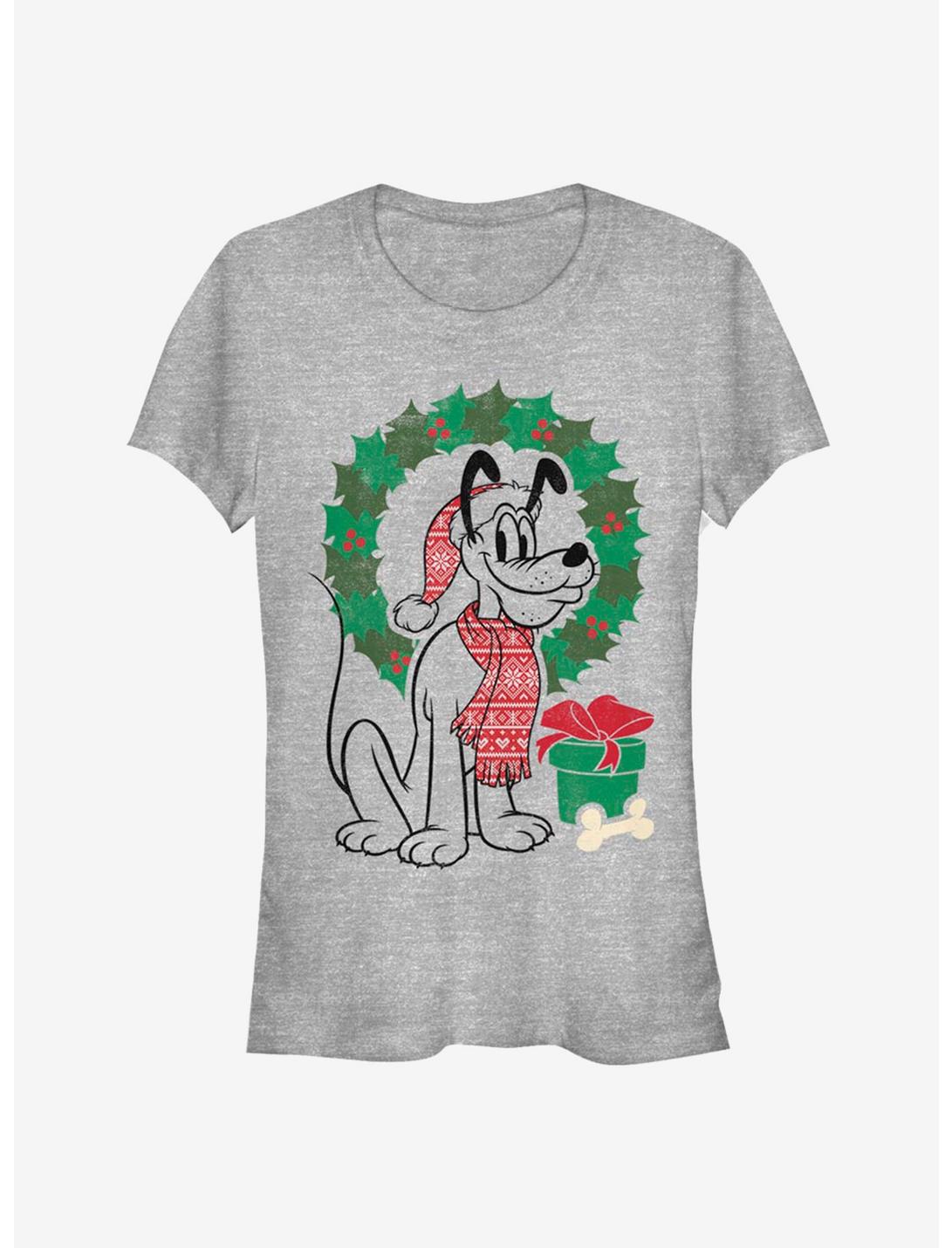Disney Pluto Holiday Wreath Outline Classic Girls T-Shirt