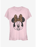 Disney Minnie Mouse Modern Minnie Face Leopard Girls T-Shirt