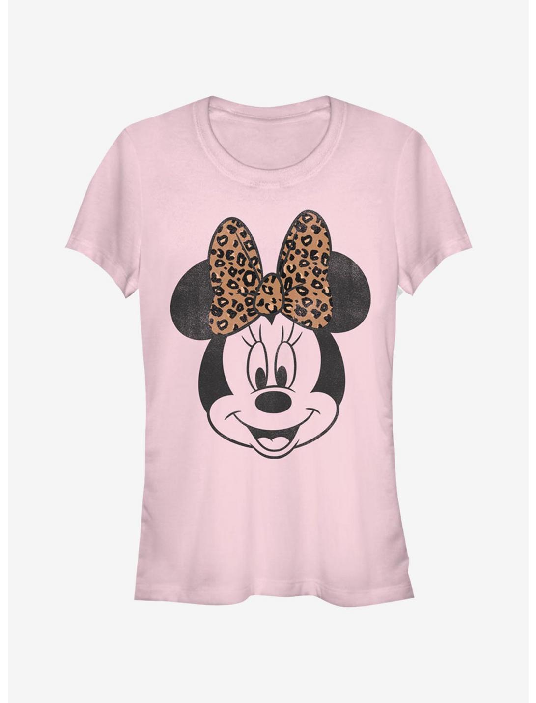 Disney Minnie Mouse Modern Minnie Face Leopard Girls T-Shirt
