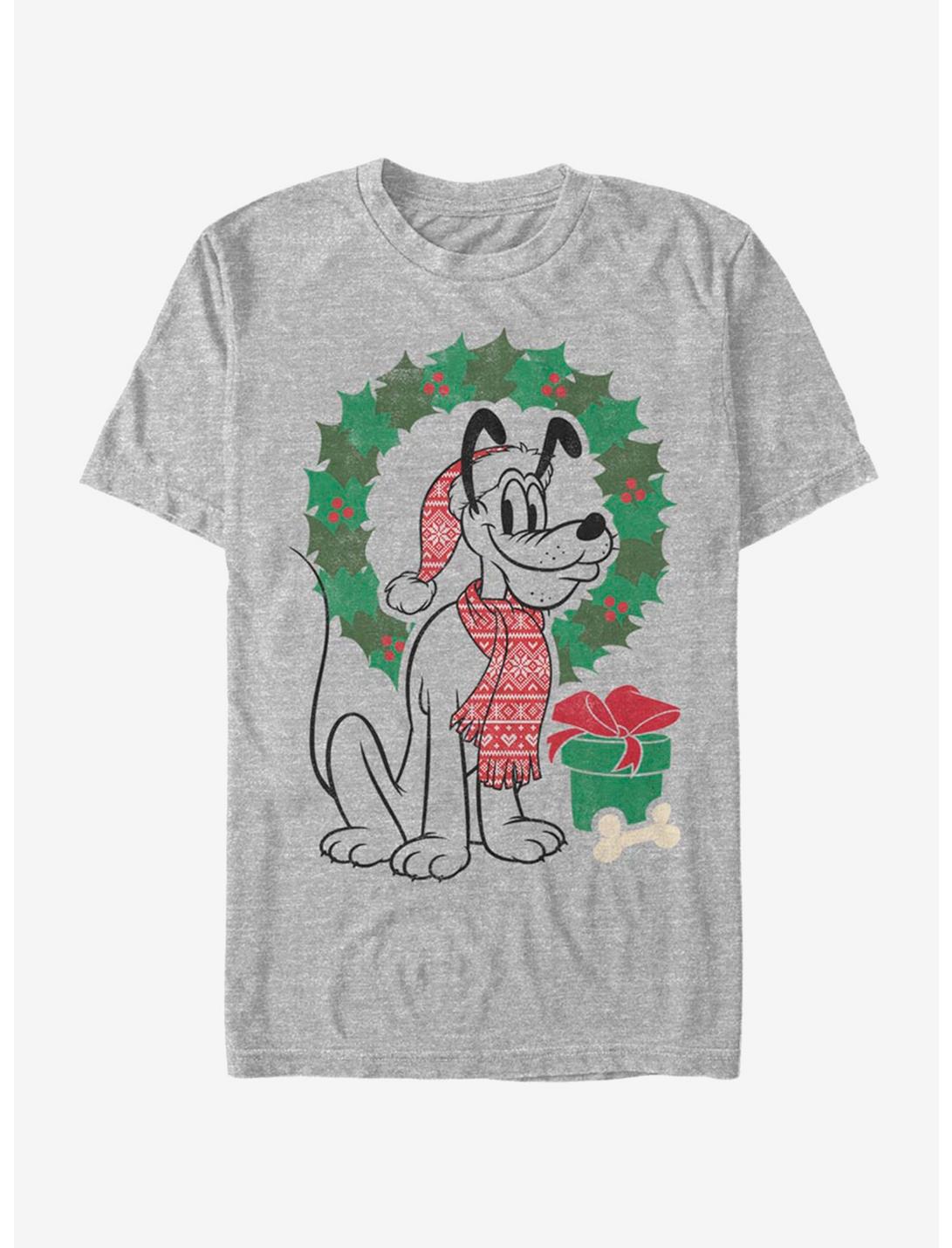 Disney Pluto Holiday Christmas Wreath Pluto T-Shirt