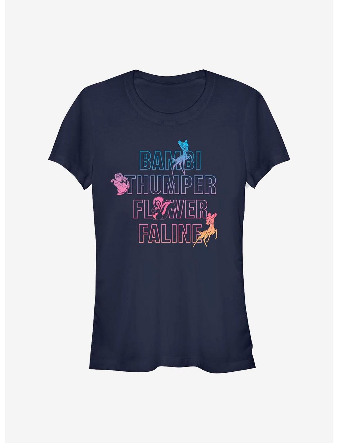 Disney Bambi Characters Names Stacked Girls T-Shirt
