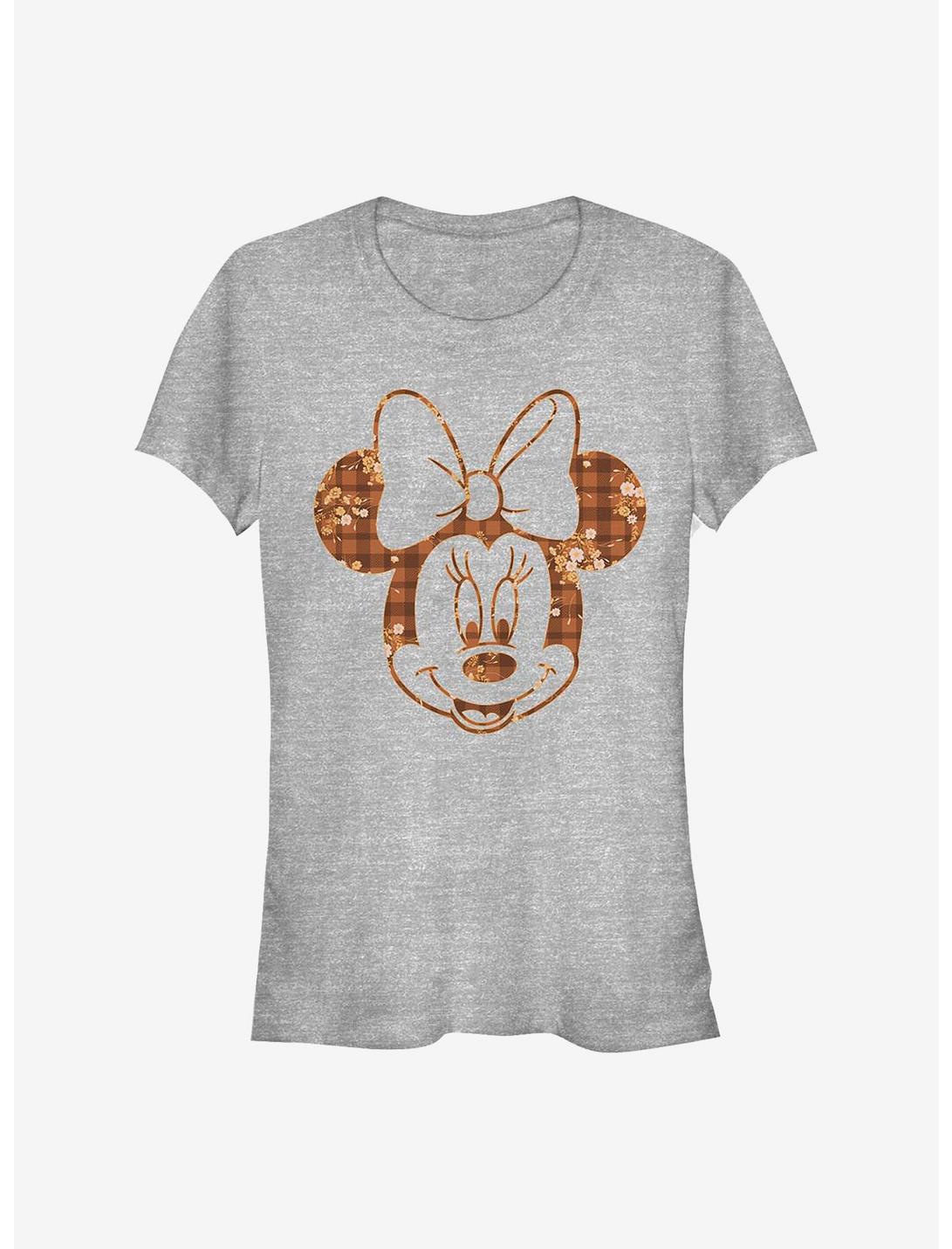 Disney Minnie Mouse Fall Floral Plaid Minnie Girls T-Shirt