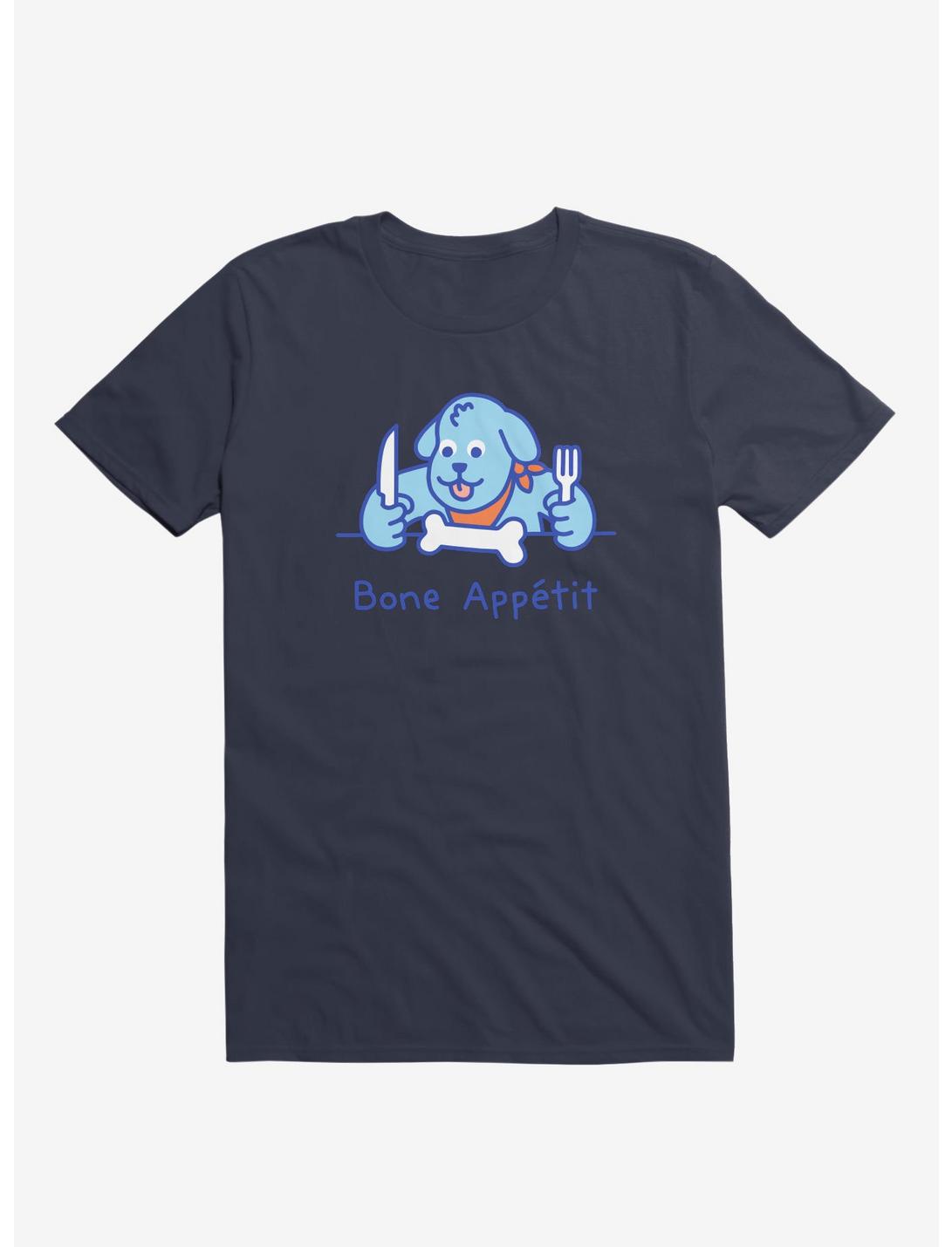 Bone Appetit Dog Navy Blue T-Shirt