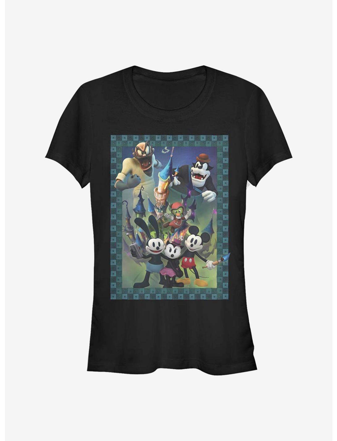 Disney Epic Mickey Characters Group Poster Style Girls T-Shirt