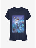 Disney Epic Mickey Flying By Poster Girls T-Shirt