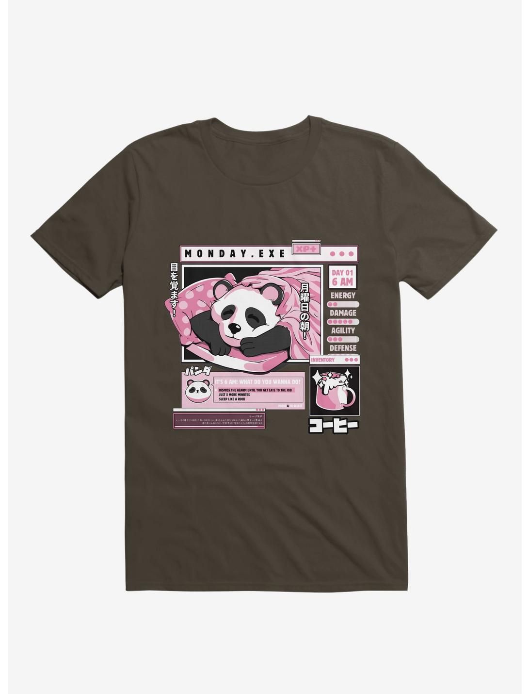 Monday Exe Sleeping Panda Brown T-Shirt