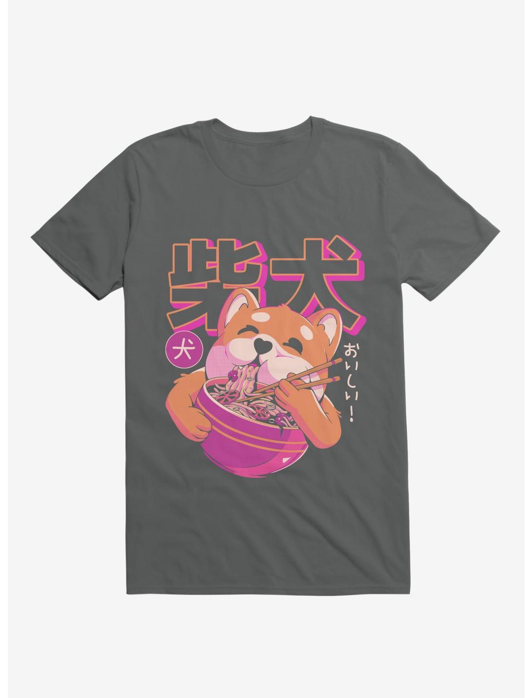 Shiba Eating Noodles Charcoal Grey T-Shirt