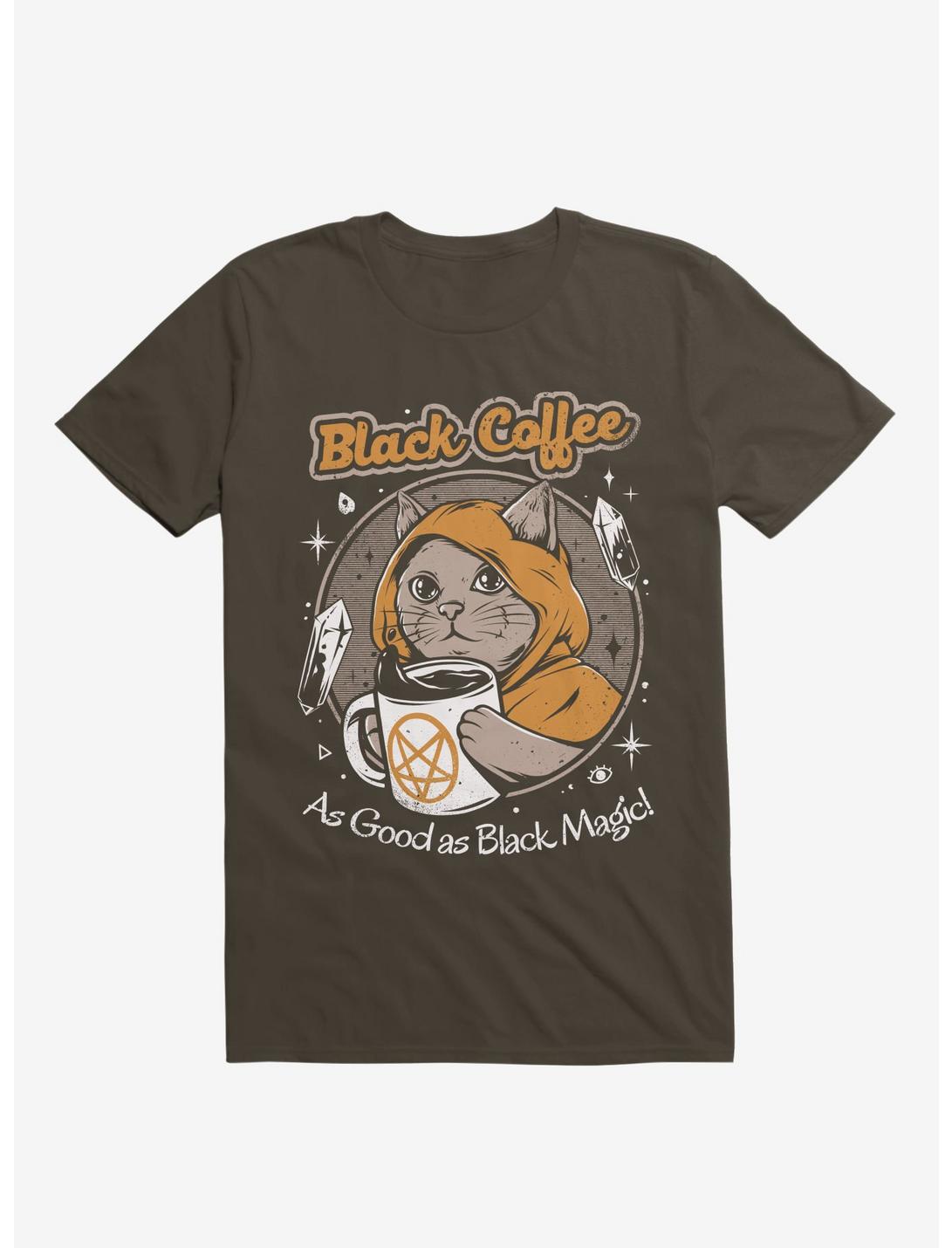 Black Coffee Cat As Good As Black Magic Brown T-Shirt
