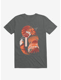Japanese Rising Sun Fox Charcoal Grey T-Shirt