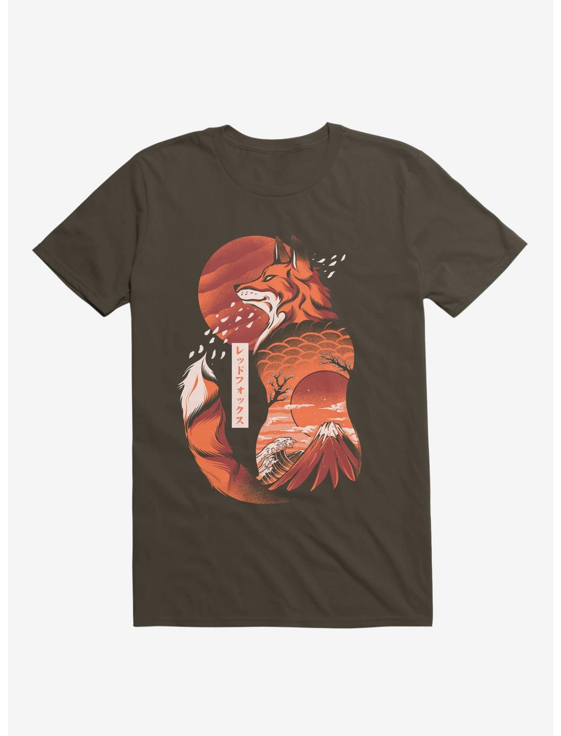 Japanese Rising Sun Fox Brown T-Shirt
