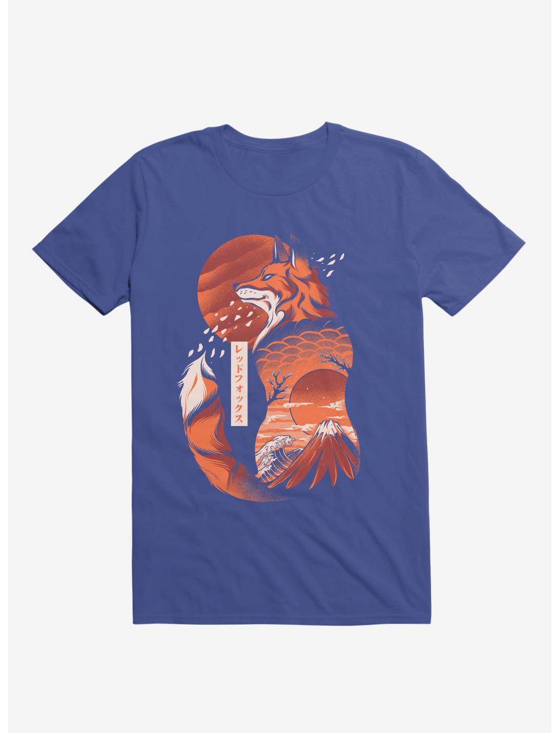 Japanese Rising Sun Fox Royal Blue T-Shirt