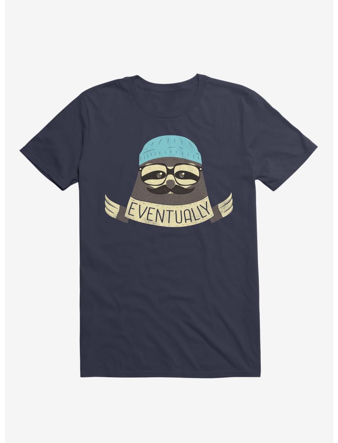 Hipster Sloth Takes His Time Navy Blue T-Shirt