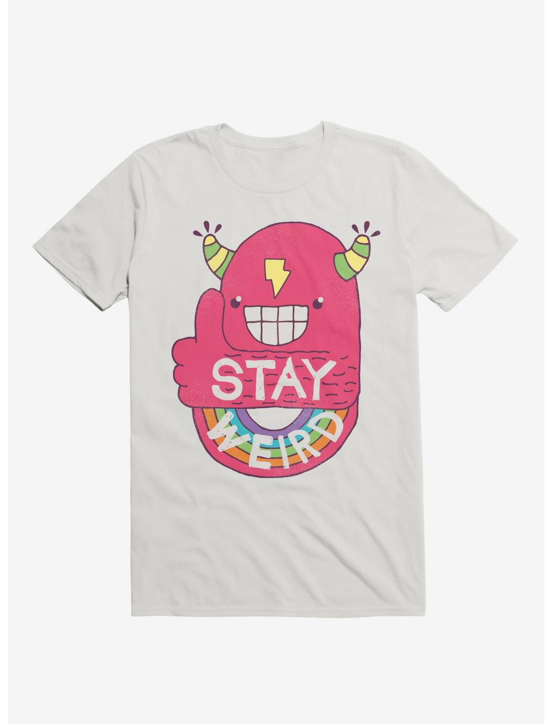 Stay Weird Rainbow Bolt White T-Shirt