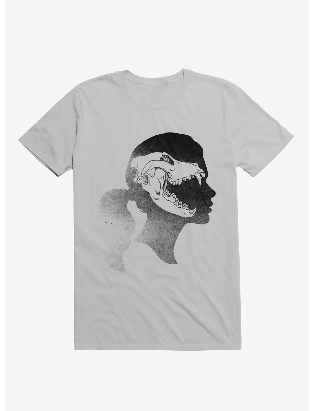 Wolf Skull Girl Outline Ice Grey T-Shirt