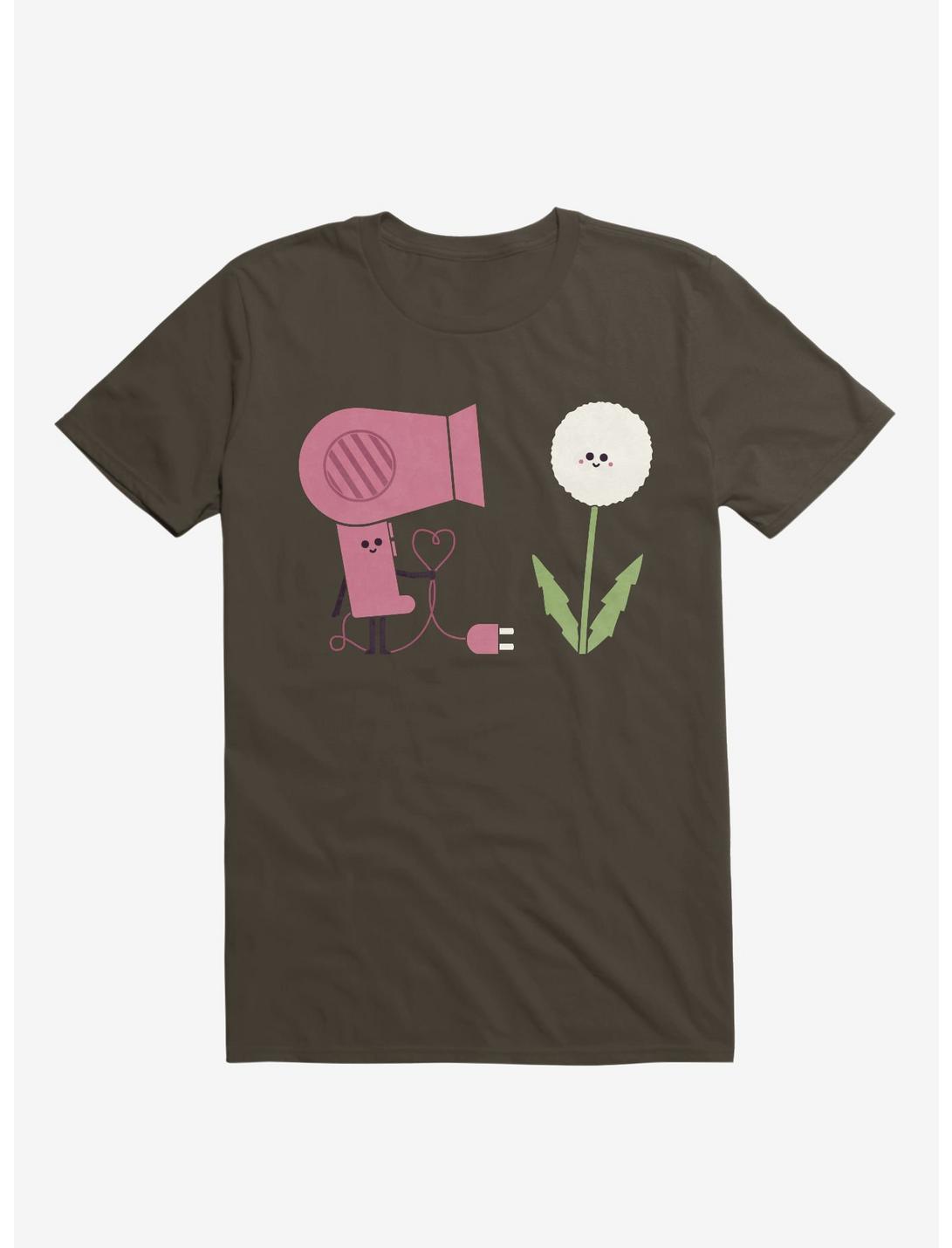 Forbidden Love Hair Dryer And Dandelion Brown T-Shirt