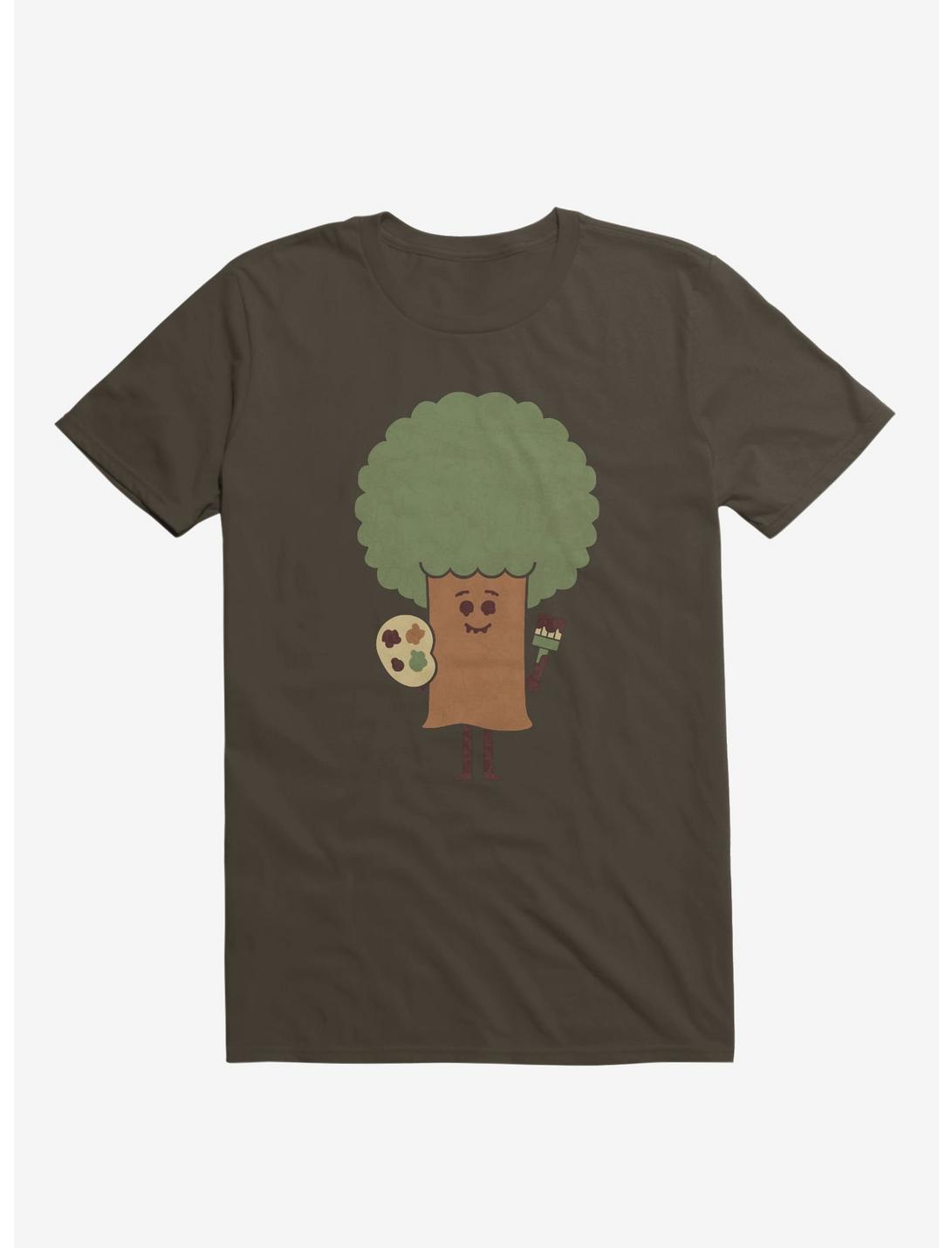 Happy Tree Painter Brown T-Shirt