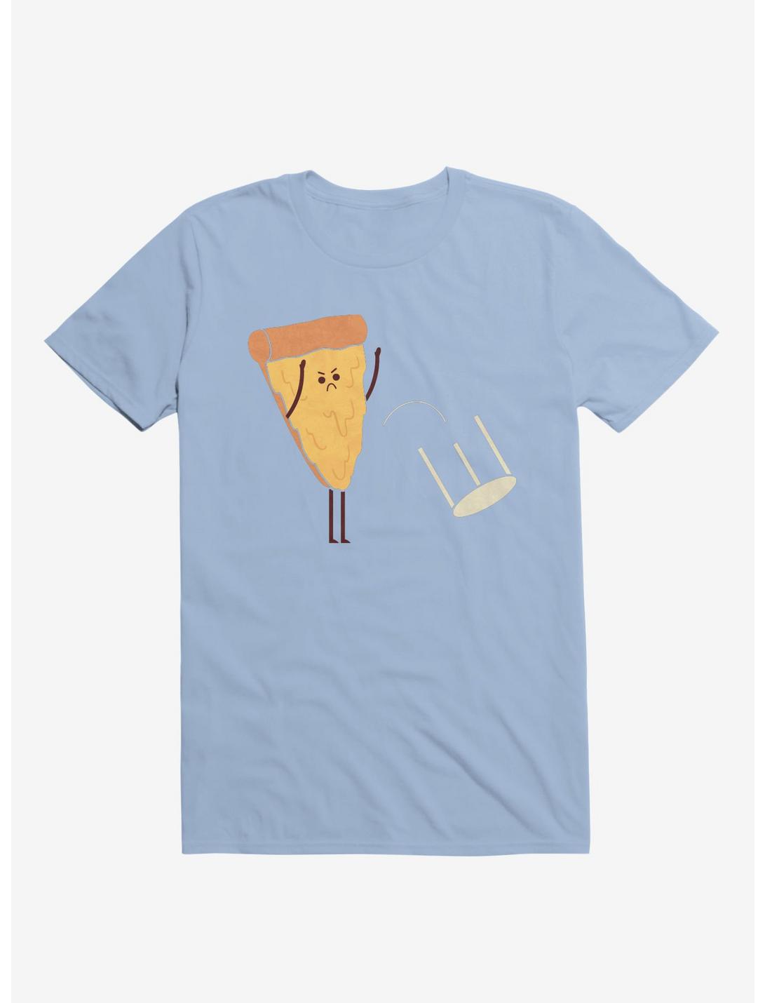 Angry Pizza Flips Table Light Blue T-Shirt