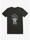 Astronaut Space Juggler Black T-Shirt