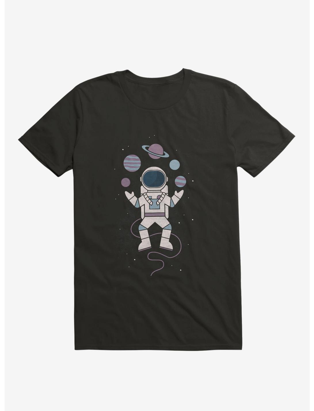 Astronaut Space Juggler Black T-Shirt