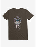 Astronaut Space Juggler Brown T-Shirt