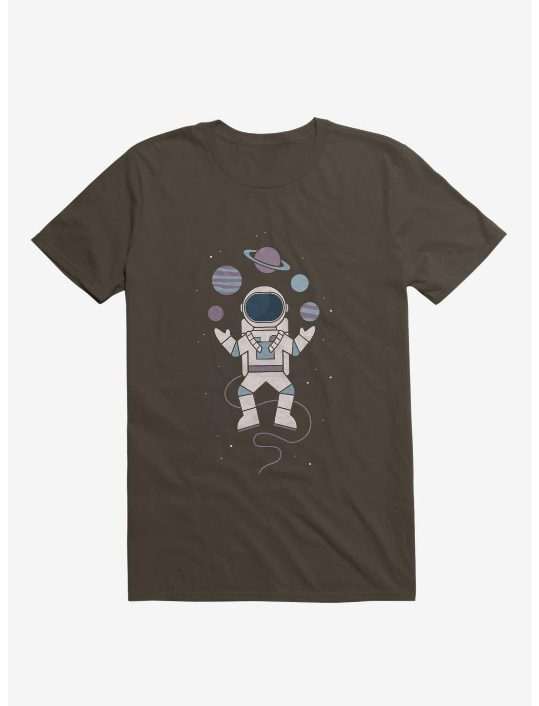 Astronaut Space Juggler Brown T-Shirt