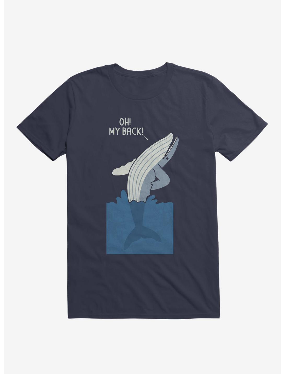 Bad Back Whale Oh! My Back! Navy Blue T-Shirt