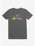 Dinos Eating Pizza Charcoal Grey T-Shirt